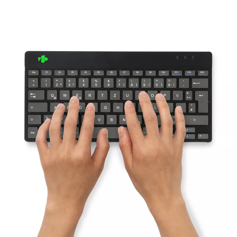 Ergonomiczna klawiatura R-Go Tools R-Go Compact Break, kompaktowa klawiatura z oprogramowaniem do przerw, QWERTZ (DE), Bluetooth, czarna