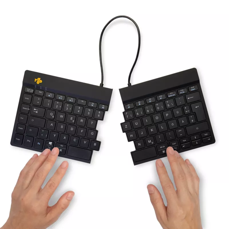 Klawiatura ergonomiczna R-Go Tools R-Go Split Break z oprogramowaniem do przerw, ergonomiczna klawiatura dzielona, QWERTZ (DE), Bluetooth, czarna