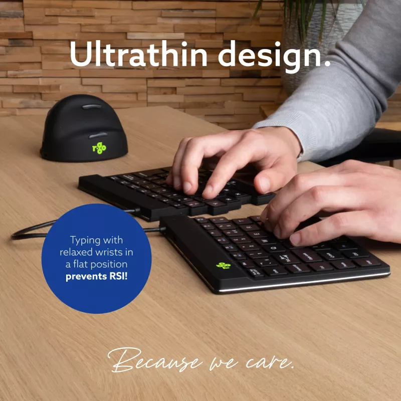 Klawiatura ergonomiczna R-Go Tools R-Go Split Break z oprogramowaniem do przerw, ergonomiczna klawiatura dzielona, QWERTZ (DE), Bluetooth, czarna