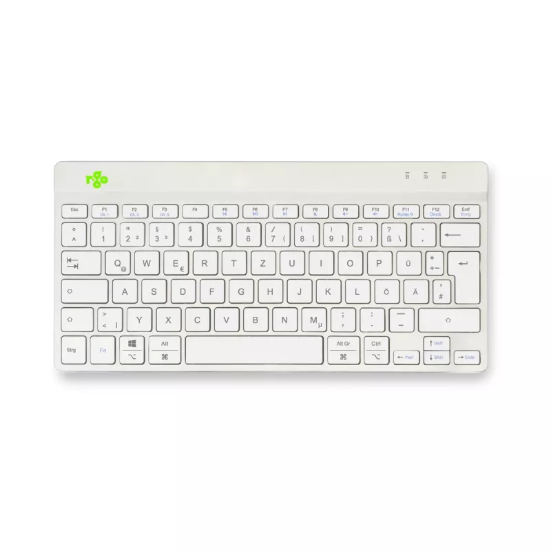 Ergonomiczna klawiatura R-Go Tools R-Go Compact Break, kompaktowa klawiatura z oprogramowaniem do przerw, QWERTZ (DE), Bluetooth, biała