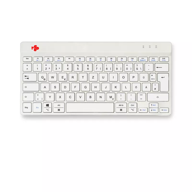 Ergonomiczna klawiatura R-Go Tools R-Go Compact Break, kompaktowa klawiatura z oprogramowaniem do przerw, QWERTZ (DE), Bluetooth, biała