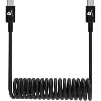 DEQSTER Spiralny kabel ładujący USB-C na USB-C, 0,8 m, USB C, USB C, 0,48 Gbit/s, czarny