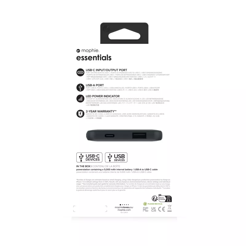 mophie essentials powerstation 5K 5000 mAh Czarny
