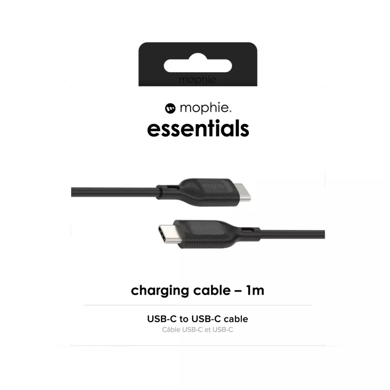 Kabel ładujący USB-C na USB-C 1 m — Zagg International mophie essentials, USB 2.0, czarny
