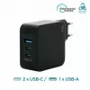 Ravanson Mobilis Ładowarka 100W GaN 2×USB‑C + 1×USB‑A AC wewnętrzna — do laptopa, smartfona, tabletu — Czarny