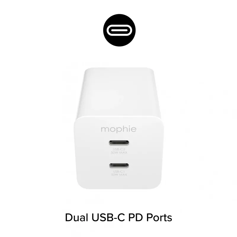 Zasilacz Zagg 50W 2x USB-C Biały — Zagg mophie essentials