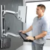 StarTech.com Wall Mount Workstation, Uchwyt VESA do monitorów 32 cale, w pełni przegubowy pojedynczy uchwyt na monitor i tacka na klawiaturę z uchwytem na komputer stacjonarny/PC, biurko stojące