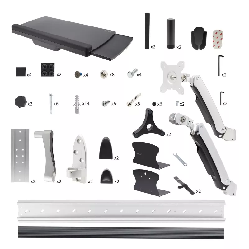StarTech.com Wall Mount Workstation, Uchwyt VESA do monitorów 32 cale, w pełni przegubowy pojedynczy uchwyt na monitor i tacka na klawiaturę z uchwytem na komputer stacjonarny/PC, biurko stojące