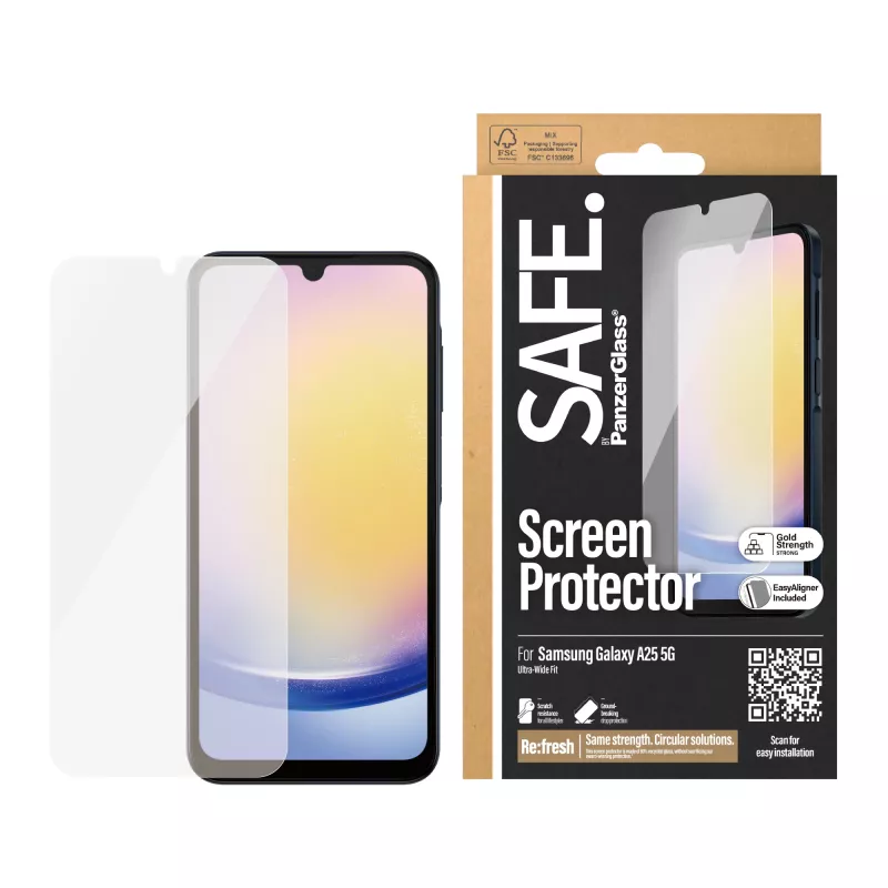 PanzerGlass SAFE. by ® Osłona ekranu Samsung Galaxy A25 5G | Ultra-Wide Fit z EasyAligner