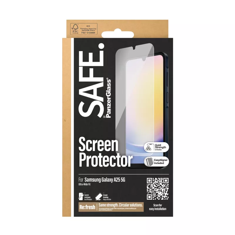 PanzerGlass SAFE. by ® Osłona ekranu Samsung Galaxy A25 5G | Ultra-Wide Fit z EasyAligner