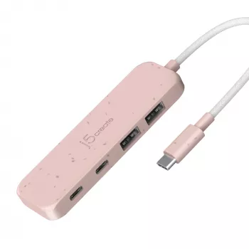 Koncentrator USB-C j5create JCH342ER-N 4-portowy Typu-C Typu-A Gen 2 10000 Mbit/s Różowy