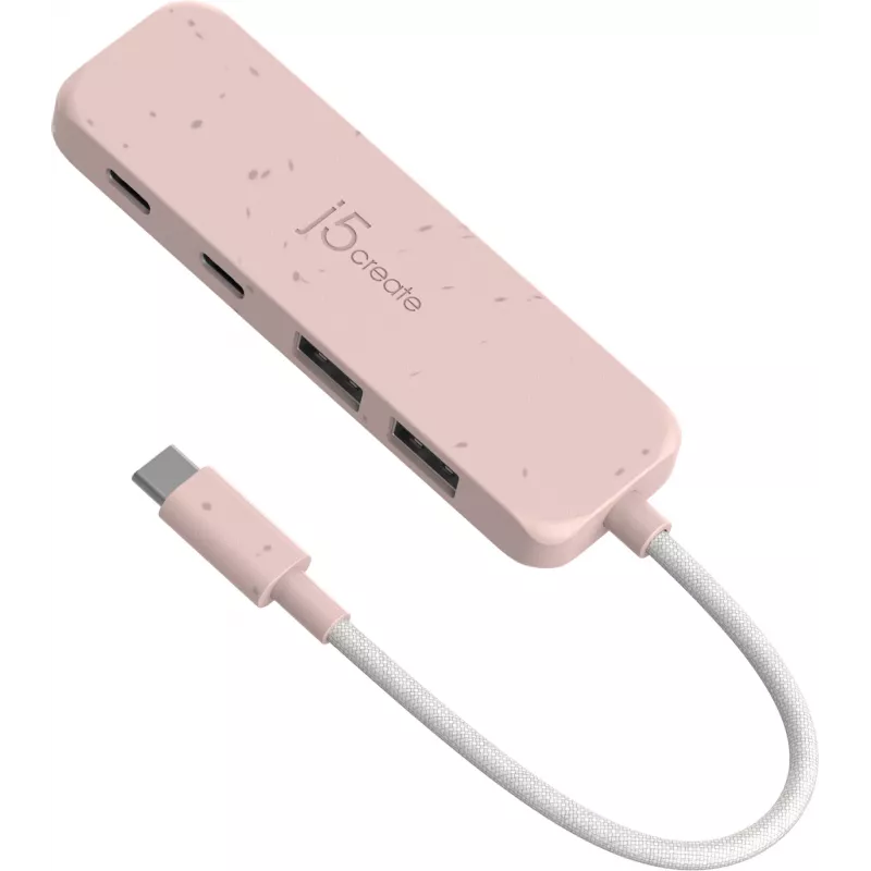 Koncentrator USB-C j5create JCH342ER-N 4-portowy Typu-C Typu-A Gen 2 10000 Mbit/s Różowy