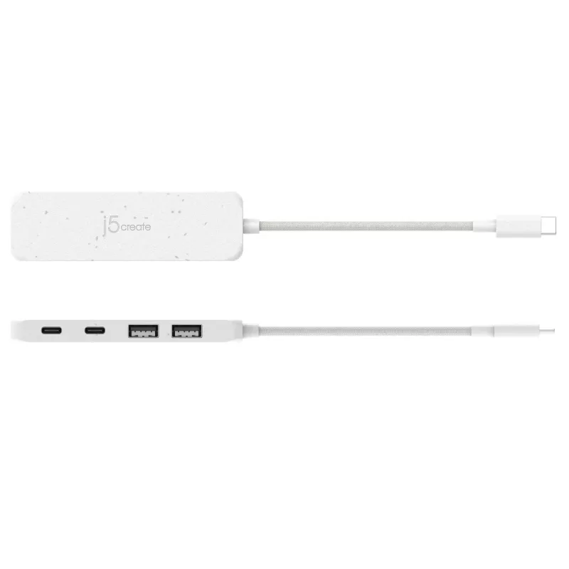 j5create Ekologiczny koncentrator USB-C na 4 porty Type-C i Type-A Gen 2