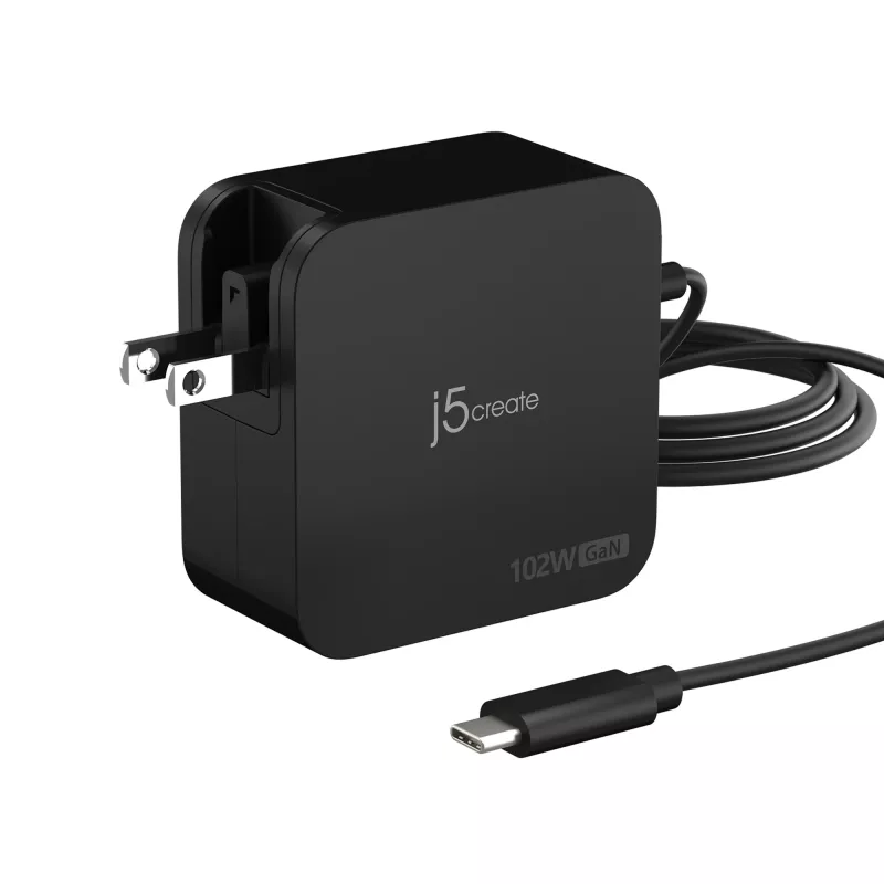 j5create 102W GaN PD USB-C 2-Portowa ładowarka z wymiennymi wtyczkami AC