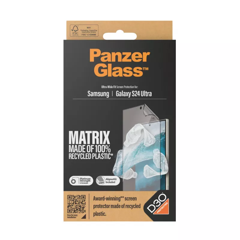 PanzerGlass ® ECO MATRIX Szkło Ochronne z D3O® Samsung Galaxy S24 Ultra | Ultra-Wide Fit z AlignerKit