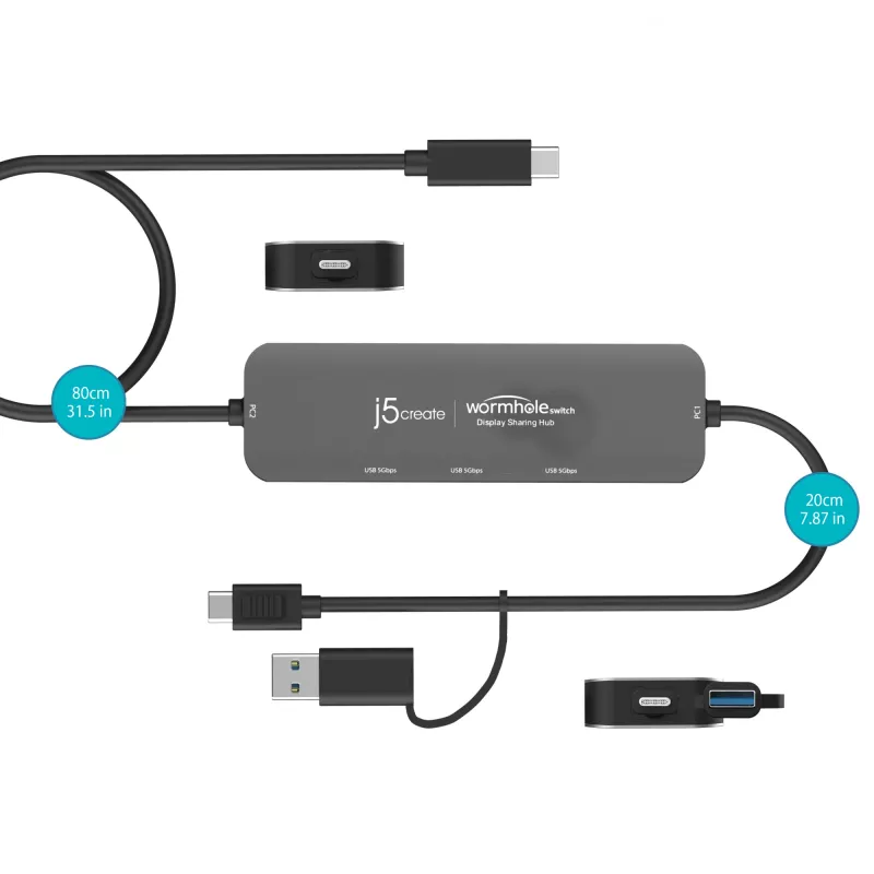 j5create JCH462 Wormhole Switch™ Display Sharing Hub, Czarny
