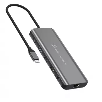 j5create JCD398 USB-C® Mini stacja dokująca Dual 4K HDMI™ 10 Gb/s, Czarna