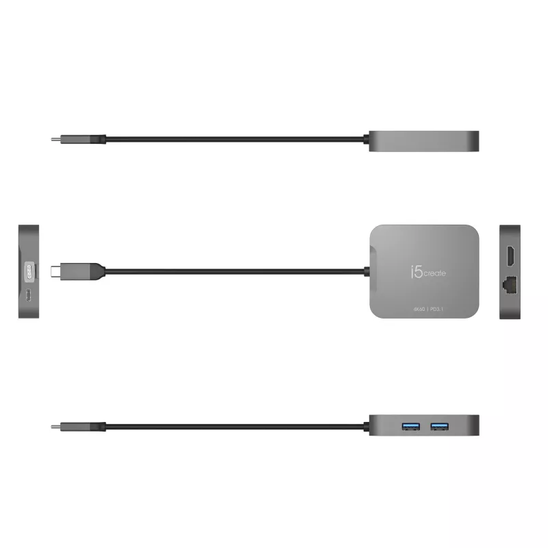 j5create JCD3191 4K60 Elite podróżny adapter USB-C®, czarny