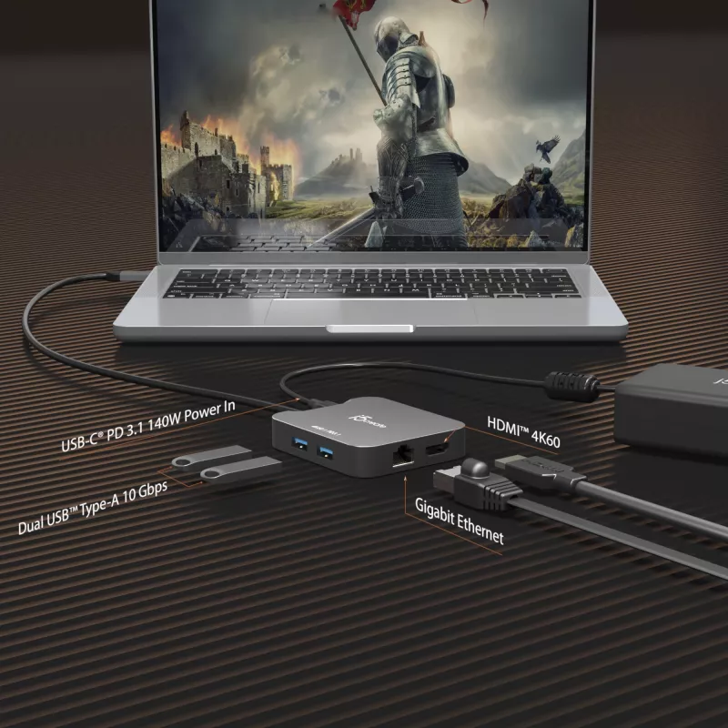 j5create JCD3191 4K60 Elite podróżny adapter USB-C®, czarny