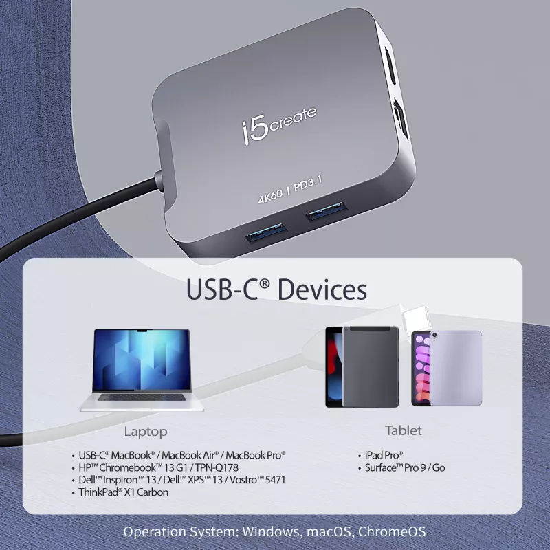 j5create JCD3191 4K60 Elite podróżny adapter USB-C®, czarny