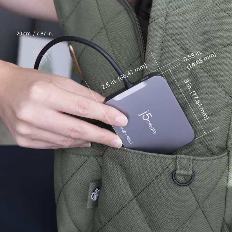 j5create JCD3191 4K60 Elite podróżny adapter USB-C®, czarny