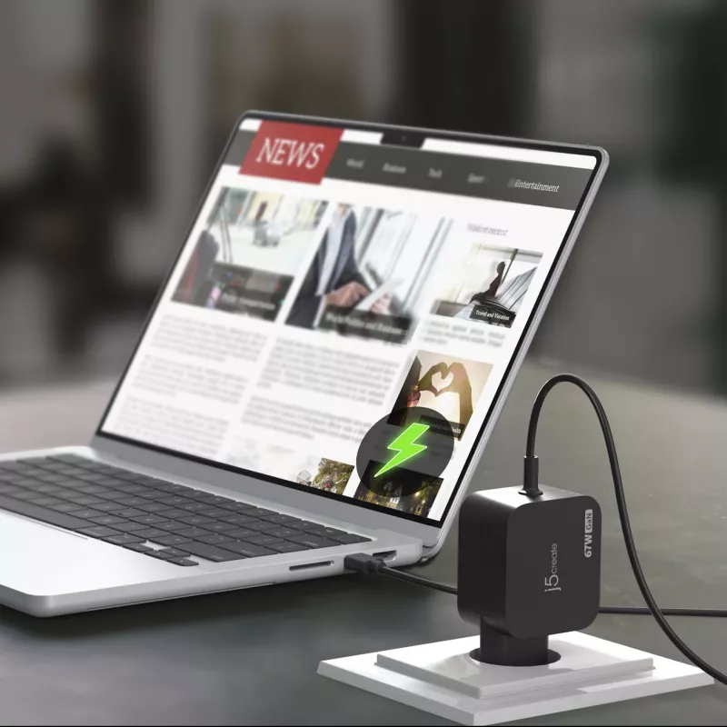 j5create JUP1565DC 67W GaN PD USB-C® Mini ładowarka z 6 typami złączy DC – EU, czarna