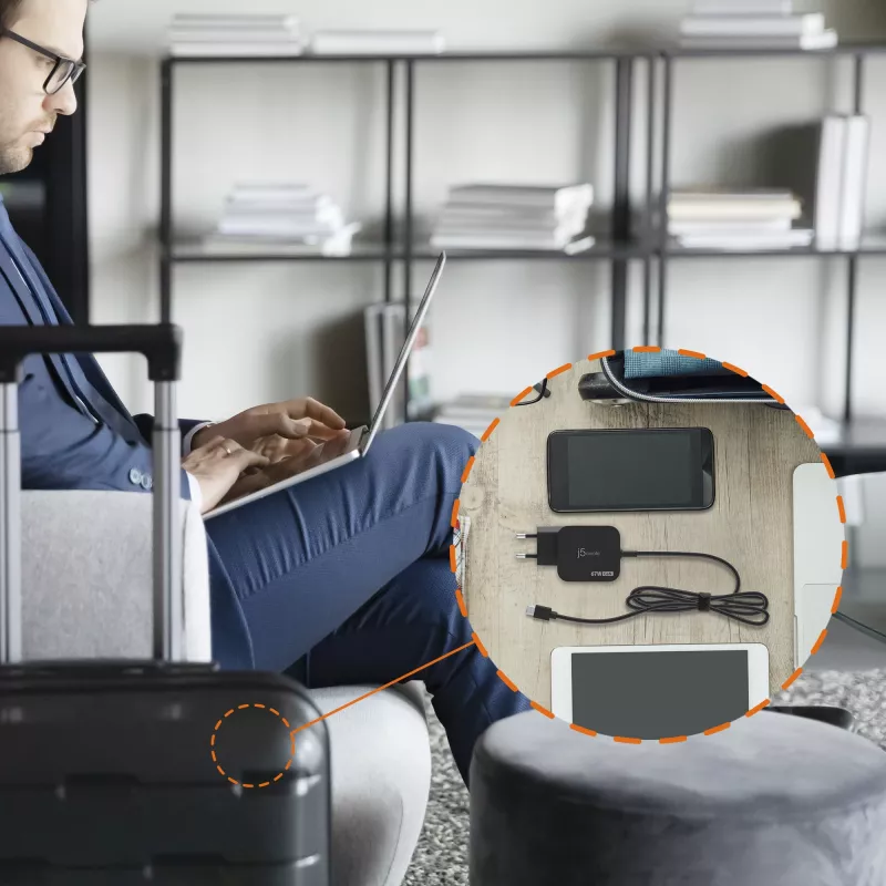 j5create JUP1565DC 67W GaN PD USB-C® Mini ładowarka z 6 typami złączy DC – EU, czarna