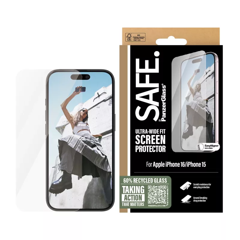 PanzerGlass SAFE. by ® Ochrona ekranu iPhone '24 6.1 inch | Ultra-Wide Fit