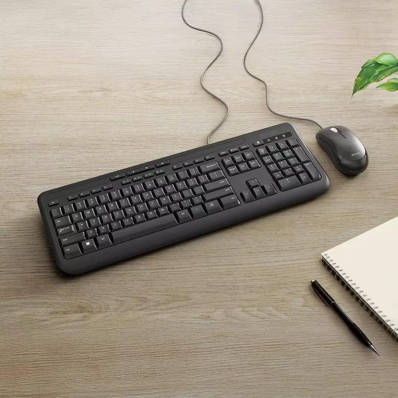 Incase Designed by Microsoft Wired Desktop 600 klawiatura Mysz w zestawie Uniwersalne USB QWERTY Francuski Czarny