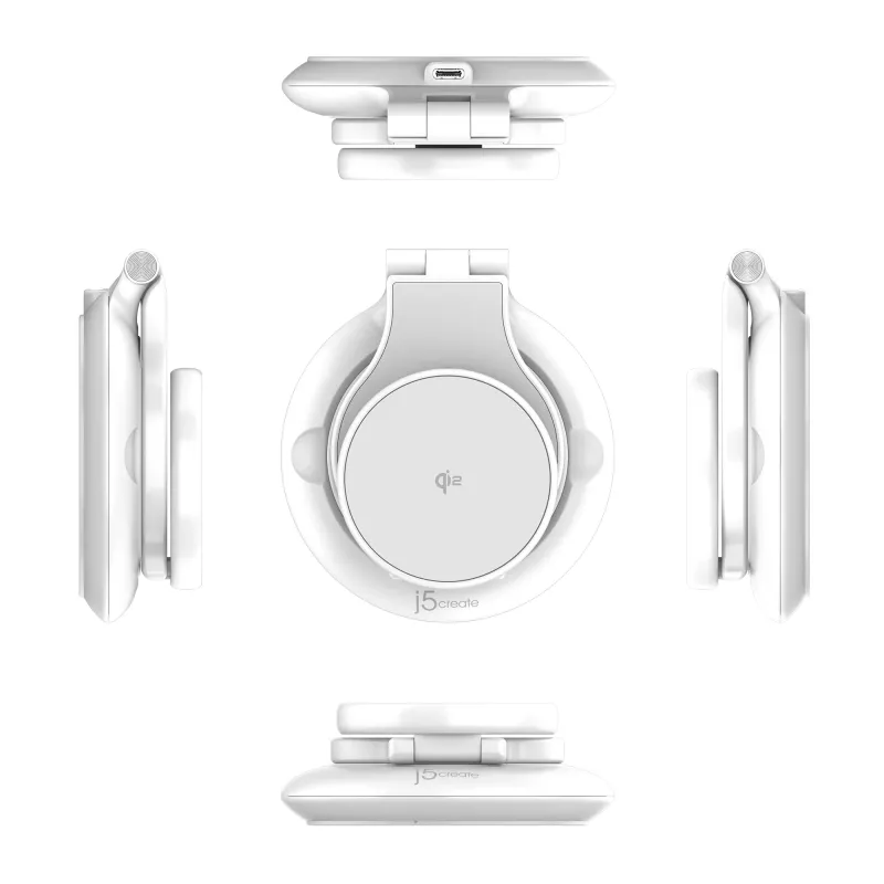 j5create Qi2 3-w-1 magnetyczna składana bezprzewodowa stacja ładująca do użytku wewnątrz pomieszczeń USB Smartwatch Słuchawki Smartphone