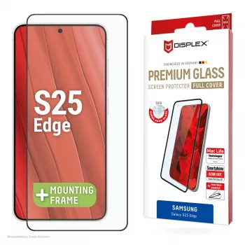 Displex Premium Screen Protector (Full Cover, 10H) do Samsung Galaxy S25 Edge, Eco Mounting Frame, Full Cover