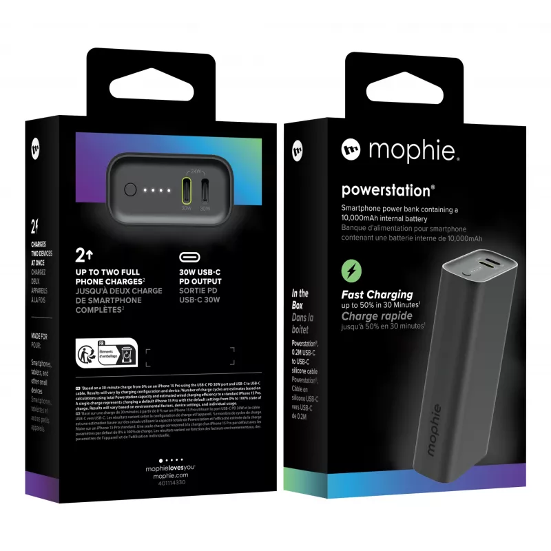 Powerbank mophie Powerstation 10000 mAh Czarny 2 USB Type-C
