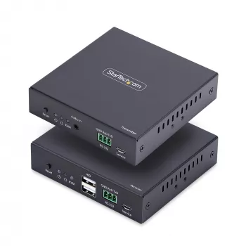 StarTech.com HDMI KVM Extender Over IP sieciowy, 4K 60Hz, bez sterowników, zestaw nadajnika i odbiornika HDMI i USB przez Ethernet/CAT6, AVoIP, w zestawie uchwyty montażowe