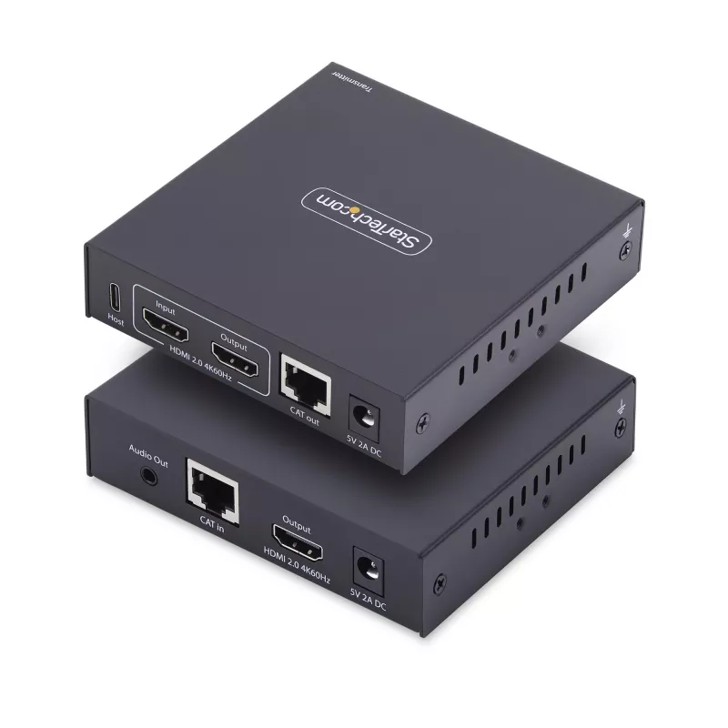 StarTech.com HDMI KVM Extender Over IP sieciowy, 4K 60Hz, bez sterowników, zestaw nadajnika i odbiornika HDMI i USB przez Ethernet/CAT6, AVoIP, w zestawie uchwyty montażowe