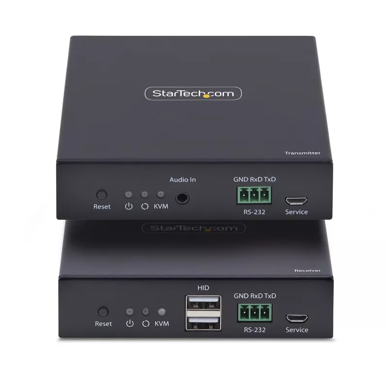 StarTech.com HDMI KVM Extender Over IP sieciowy, 4K 60Hz, bez sterowników, zestaw nadajnika i odbiornika HDMI i USB przez Ethernet/CAT6, AVoIP, w zestawie uchwyty montażowe