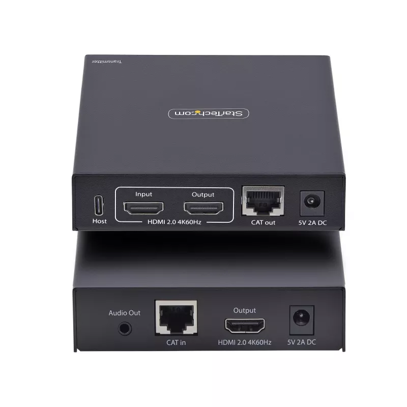StarTech.com HDMI KVM Extender Over IP sieciowy, 4K 60Hz, bez sterowników, zestaw nadajnika i odbiornika HDMI i USB przez Ethernet/CAT6, AVoIP, w zestawie uchwyty montażowe