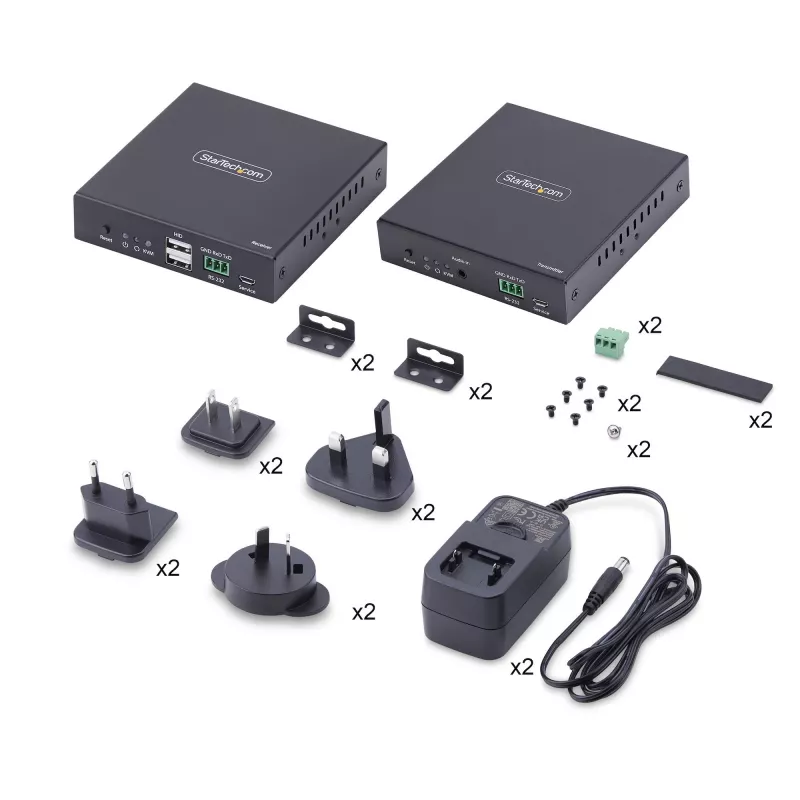 StarTech.com HDMI KVM Extender Over IP sieciowy, 4K 60Hz, bez sterowników, zestaw nadajnika i odbiornika HDMI i USB przez Ethernet/CAT6, AVoIP, w zestawie uchwyty montażowe