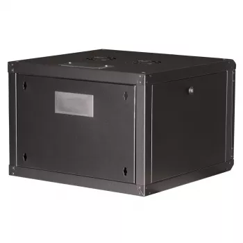 Szafa rackowa ROLINE Pro 19-calowa, do montażu na ścianie, 7U, 600x600 mm (szer. x gł.), czarna, zamek na klucz, IP20