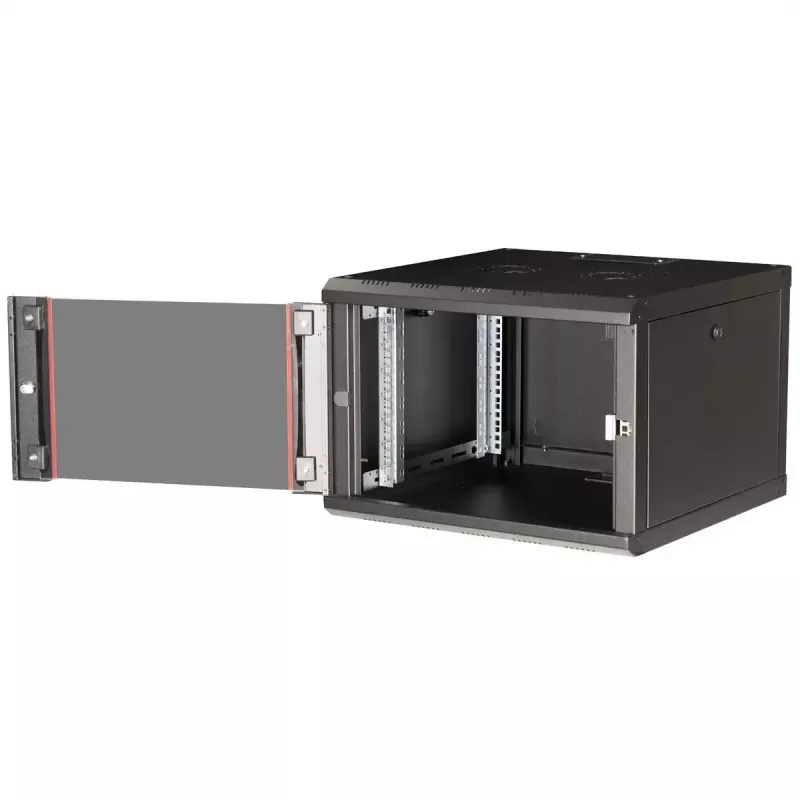 Szafa rackowa ROLINE Pro 19-calowa, do montażu na ścianie, 7U, 600x600 mm (szer. x gł.), czarna, zamek na klucz, IP20