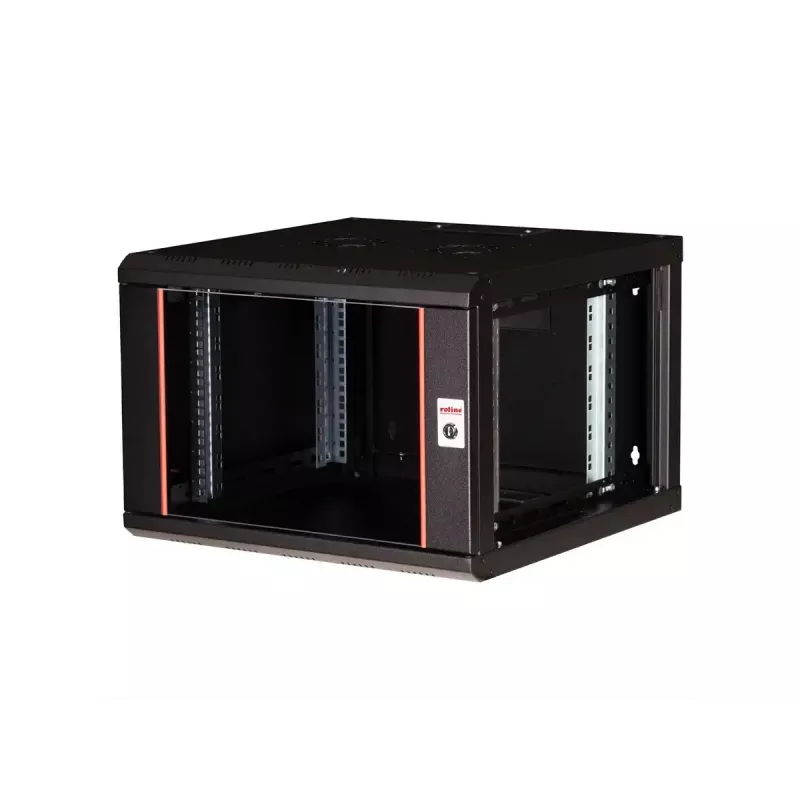 Szafa rackowa ROLINE Pro 19-calowa, do montażu na ścianie, 7U, 600x600 mm (szer. x gł.), czarna, zamek na klucz, IP20