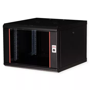 Szafa rackowa ROLINE Pro 19-calowa, do montażu na ścianie, 7U, 600x600 mm (szer. x gł.), czarna, zamek na klucz, IP20