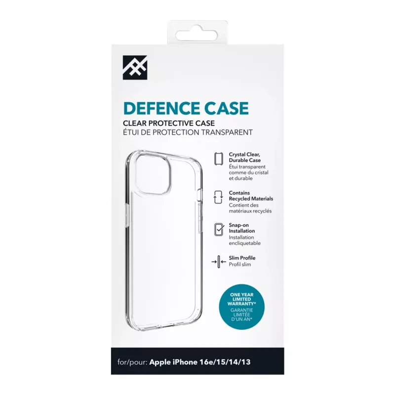 IFROGZ Defence etui iPhone 17e/16e/15/14/13 Clear, Cover, Apple, iPhone 17e/16e/15/14/13, 15.5 cm (6.1 inch), Transparent