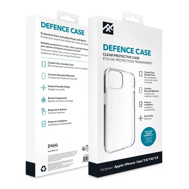 IFROGZ Defence etui iPhone 17e/16e/15/14/13 Clear, Cover, Apple, iPhone 17e/16e/15/14/13, 15.5 cm (6.1 inch), Transparent