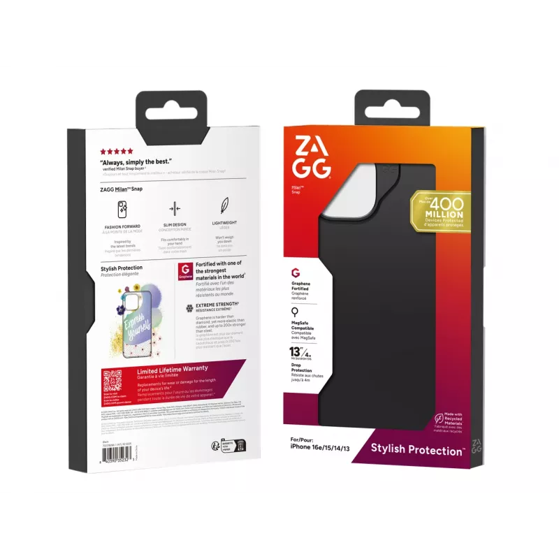ZAGG Milan Snap etui iPhone 17e/16e/15/14/13 Czarny