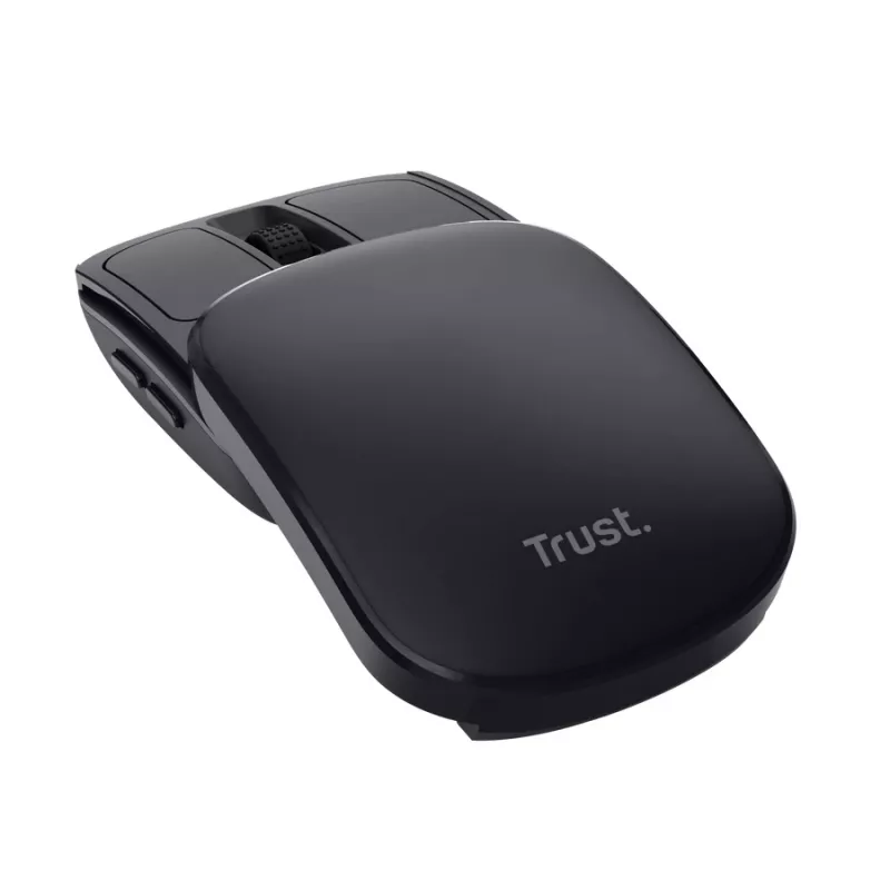 Mysz TRUST Travel symetryczna RF bezprzewodowa 2400 DPI, 6 przycisków, czarna