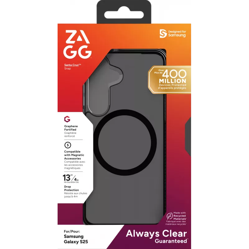 ZAGG Santa Cruz Snap Samsung Galaxy S25 Midnight, etui, Samsung, Galaxy S25, 15,8 cm (6.2 cala), szary