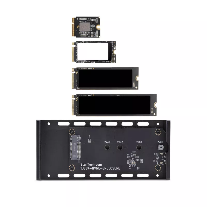 StarTech.com USB4 M.2 NVMe Enclosure, 40Gbps, External USB-C/Thunderbolt NVMe SSD Enclosure, Aluminum Heatsink Case, B+M/M-Key