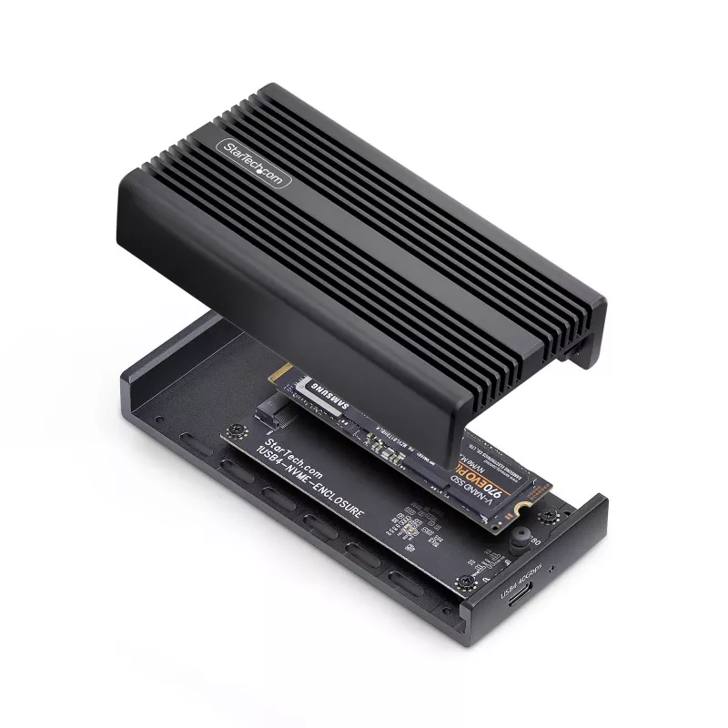 StarTech.com USB4 M.2 NVMe Enclosure, 40Gbps, External USB-C/Thunderbolt NVMe SSD Enclosure, Aluminum Heatsink Case, B+M/M-Key