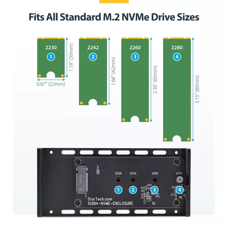 StarTech.com USB4 M.2 NVMe Enclosure, 40Gbps, External USB-C/Thunderbolt NVMe SSD Enclosure, Aluminum Heatsink Case, B+M/M-Key