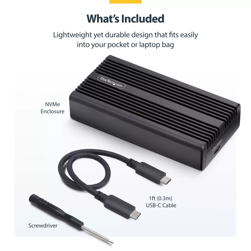 StarTech.com USB4 M.2 NVMe Enclosure, 40Gbps, External USB-C/Thunderbolt NVMe SSD Enclosure, Aluminum Heatsink Case, B+M/M-Key